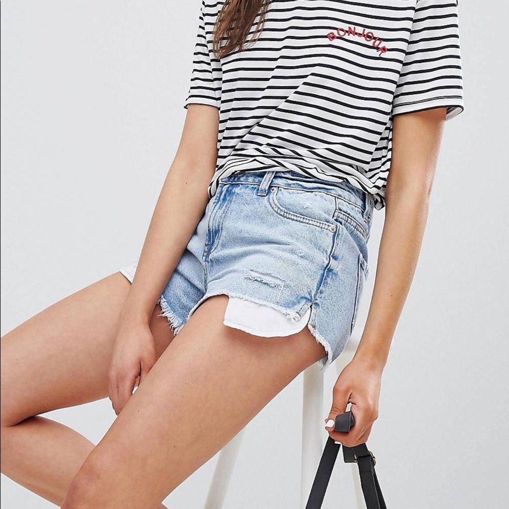 NWOT- denim short shorts light blue